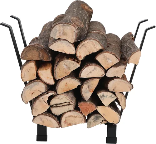 Vista 5 de PHI VILLA Estante de leña de 50,8 cm para interiores y exteriores, porta troncos para chimenea y estufa de leña, accesorios para estufa de leña