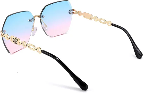 Vista 3 de FEISEDY Gafas de sol clásicas sin montura de metal para mujer lentes de sol B2567