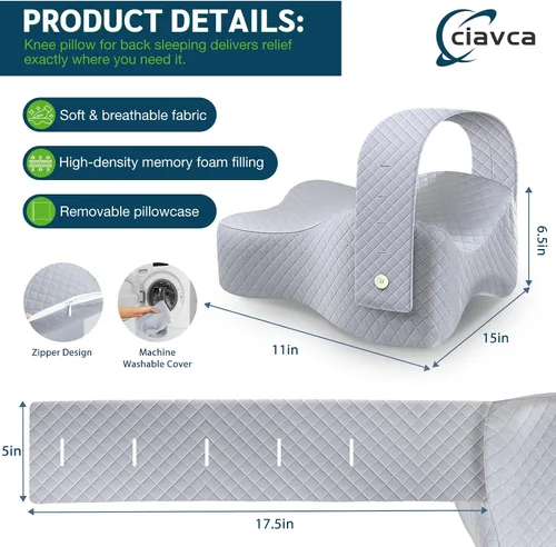 Vista 2 de Almohada de rodilla para dormir de lado con alivio del dolor de cadera, almohada de pierna para dormir de lado con correa ajustable, alivio