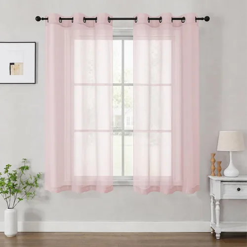 Vista 67 de OWENIE Cenefa transparente con ojales negros para ventanas, 2 paneles de 52
