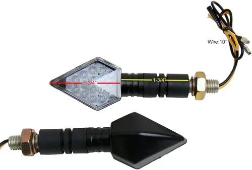 Vista 3 de Black LED Motorcycle Long Stem Turn Signals mini 3D Diamond LED Turn Signals Lights Blinkers Compatible for 2017 Kawasaki Ninja H2R
