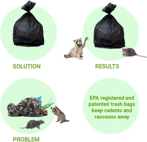 Vista 5 de Mint-X Bolsa de basura repelente de roedores, 0.866 mil, alta densidad, sello estrella, 60 pulgadas de alto x 38 pulgadas de largo, 60 galones