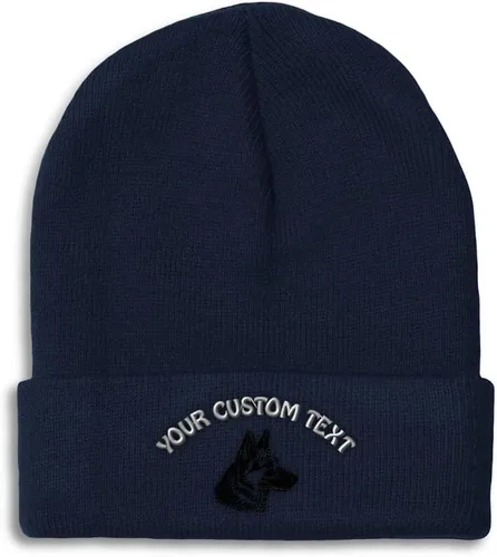 Vista 34 de Gorros personalizados para hombre, sombreros de invierno bordados de cabeza de pastor alemán negro para mujer, gorra de cráneo de acrílico, 1