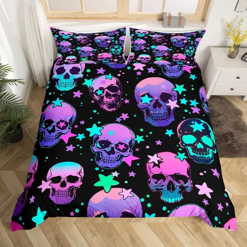 Vista 13 de Manfei Juego de funda de edredón de Halloween tamaño individual, juego de ropa de cama de 2 piezas para niños y niñas, decoración de habitación