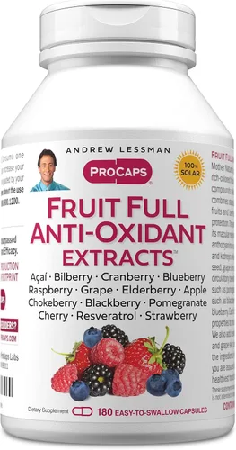 Vista 10 de ANDREW LESSMAN Fruta completa extractos antioxidantes 60 cápsulas – 14 extractos naturales de frutas y bayas. Arándano, arándano, semilla de uva