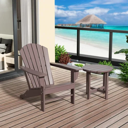 Vista 7 de WestinTrends Dylan Dylan - Juego de 3 sillas Adirondack para exteriores con mesa auxiliar, color marrón oscuro