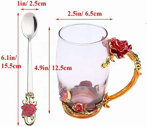 Vista 4 de Taza de té de flor, taza de té, taza de café de vidrio