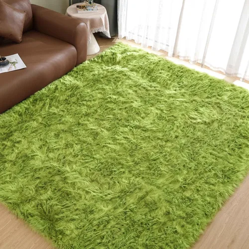 Vista 94 de Goolela Alfombra esponjosa de piel sintética para dormitorio, color marrón claro beige, 2 x 3 pies, alfombra de piel de oveja peluda y difusa