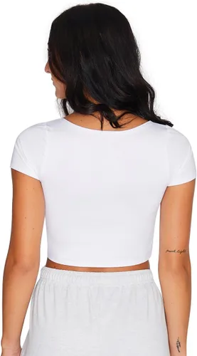 Vista 56 de Lojobands Camiseta corta ajustada para mujer, hecha en Estados Unidos, talla única