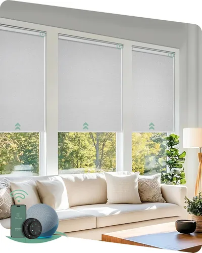 Vista 13 de Yoolax Persianas motorizadas con control remoto, persianas inteligentes opacas para ventanas, persianas enrollables motorizadas, persianas