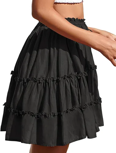 Vista 2 de NASHALYLY Minifalda de verano con estampado floral bohemio para mujer, cintura alta, con cordón