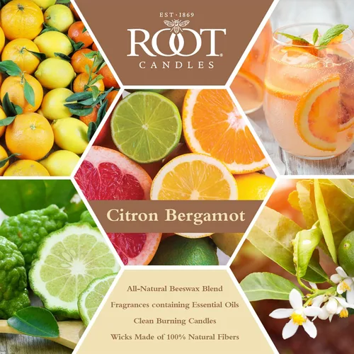 Vista 4 de Root Candles Velas Aromáticas Mezcla de Cera de Panal Vela Artesanal Premium, Veriglass Pequeño, Limón y Bergamota