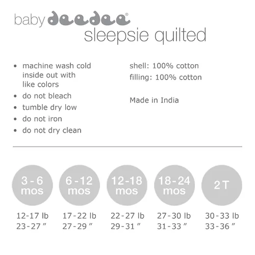 Vista 6 de baby deedee Sleepsie - Pijama de algodón acolchado con pies, 6-12 meses