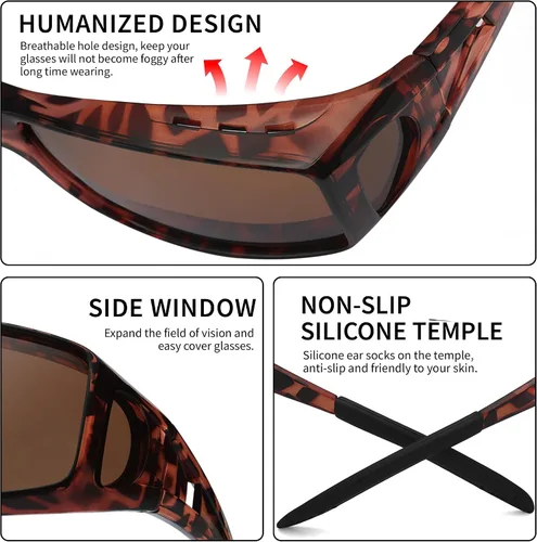 Vista 31 de Night Vision Driving Glasses for Men & Women - Polarized Anti Glare Fit Overs with Wrap-Around HD Yellow Lens