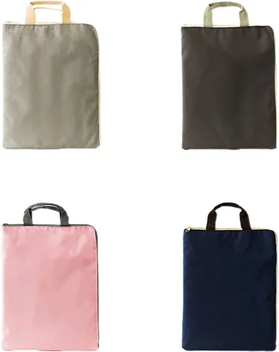 Vista 3 de Carpeta de archivos de mano con cremallera, carpeta de archivos de lona, bolsa portátil para documentos, ideal para oficina, escuela, negocios, Taza