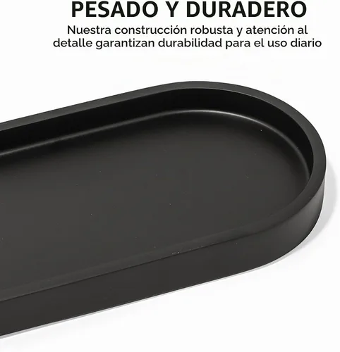 Vista 3 de Yew Design - Bandeja dispensadora de jabón redonda negra mate, bandeja organizadora de botellas de jabón y loción de 8 pulgadas para baños, cocinas