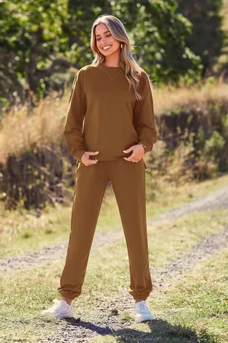 Vista 34 de Prettygarden - Conjunto de pijama de dos piezas para mujer, diseño de teñido anudado, sudadera informal de manga larga con pantalones largos, ropa