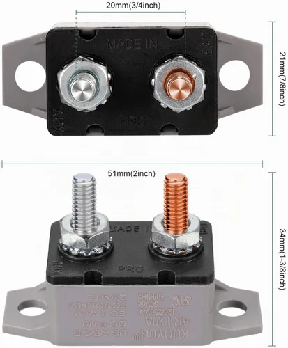 Vista 3 de 4 Piezas de Interruptor de Circuito de Reinicio Automático DC 12V - 24V con Perno de Tornillo de Cubierta para Automotriz y Más (20 Amperios)