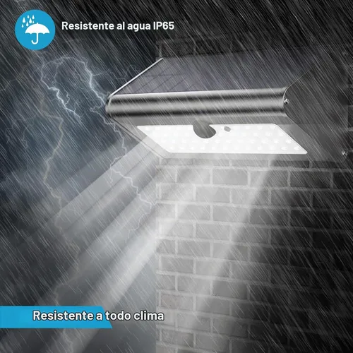 Vista 3 de Luces solares inalámbricas superbrillantes de 48 LED de 1100 lúmenes, a prueba de agua, luces solares de radar para exteriores, carcasa de aluminio