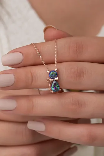 Vista 5 de Colgante de plata de ley 925 con piedra de topacio místico para mujer