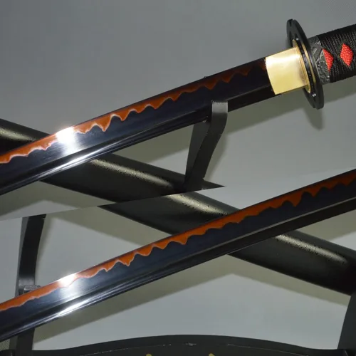 Vista 4 de Espada de espiga completa hecha a mano de 41 pulgadas, katana japonesa de espiga completa forjada a mano, espada samurái de combate real, espada