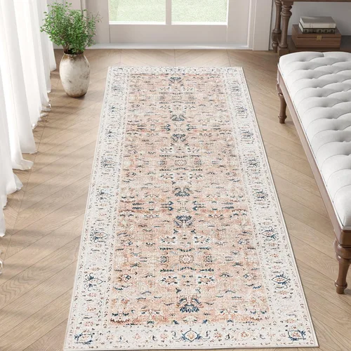 Vista 25 de jinchan Alfombra de entrada de 2 x 3 pulgadas, lavable, diseño floral vintage, tapete pequeño para interiores, bohemio, ligero, delgado