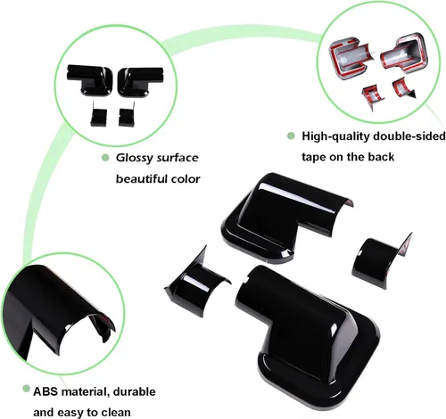 Vista 4 de PIUGILH Compatible con Hummer H2 2003-2002 ABS cubierta de espejo retrovisor lateral de puerta delantera trasera embellecedor base embellecedor