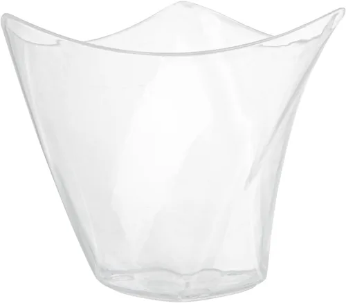 Vista 11 de Restaurantware Vasos pequeños de 4 onzas para servir 20 tiradores de postres triangulares, diseño Crescendo desechable, mini tazas de postre