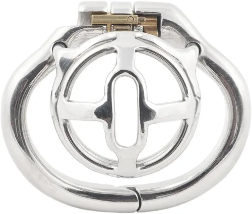 Vista 2 de TERNENCE Jaula de castidad masculina de tamaño pequeño, diseño ergonómico, anillo con bisagras, jaula de pene bloqueo para adultos, juguetes