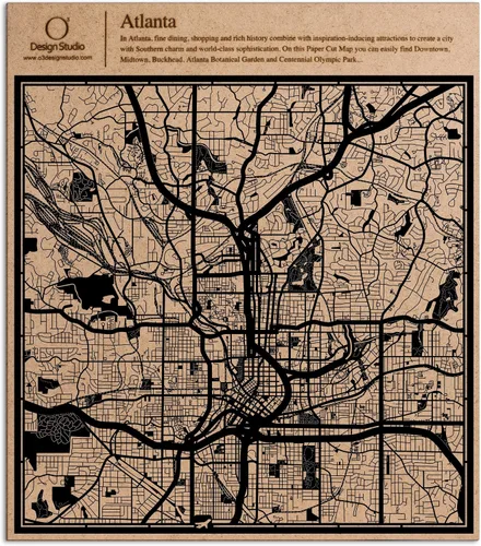 Vista 93 de O3 Design Studio Abu Dhabi - Mapa de corte de papel negro (12 x 12 pulgadas)