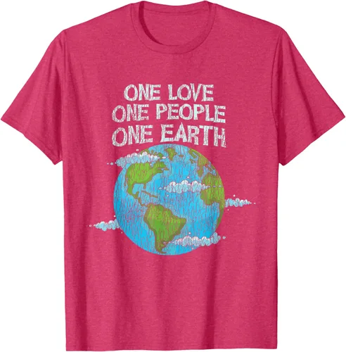 Vista 24 de Vintage One Love One People Planet Cambio climático Día de la Tierra Camiseta Negro