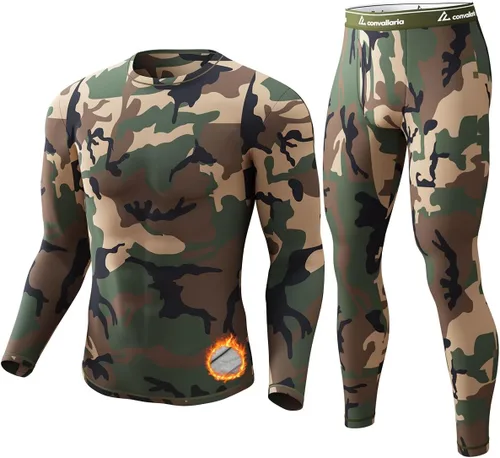 Vista 14 de Thermal Underwear Long Johns for Men Base Layer Cold Weather Set A-Negro