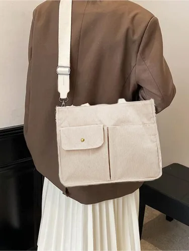 Vista 3 de Bolso de mano de pana para mujer, bolso de mano, bolso universitario, bolsa de viaje, bolsa cruzada, bolsa de mensajero, bolso de mano 2024