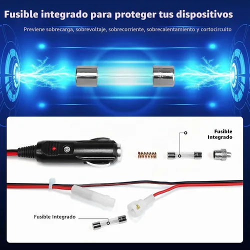 Vista 8 de LUITON Adaptador de corriente de radio Cb de 2 pines, enchufe de alimentación de repuesto fusionado de 12 V con cables, adaptador de corriente
