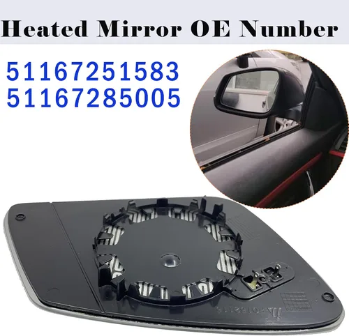 Vista 3 de Espejo calefactable para el lado del conductor compatible con BMW 228i 320i 328i 330i 335i 428i 430i 435i 440i 535i 550i 640i Series i3 M2 M3 M4 M5