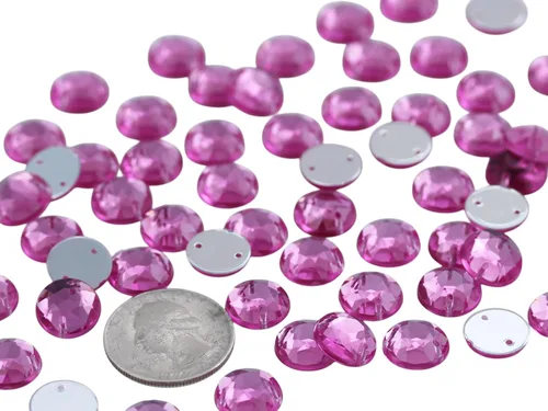 Vista 22 de Allstarco Cuentas de diamantes de imitación para coser con parte trasera plana de 0.472 in para manualidades, gemas redondas de plástico acrílico