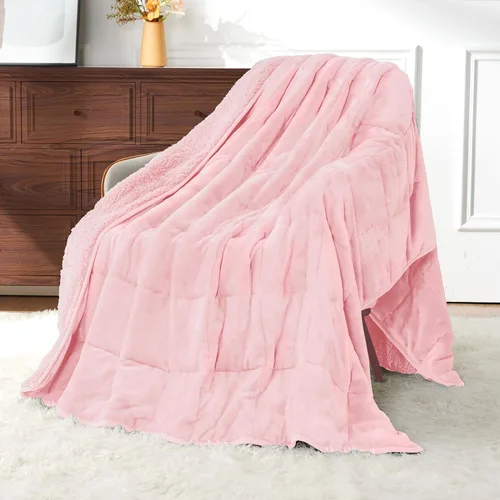 Vista 16 de Uttermara Mantas con peso para adultos, tamaño matrimonial, manta de 12 libras, 48 x 72 pulgadas con forro polar sherpa de felpa suave y cálida