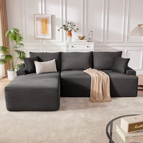 Vista 29 de Mangodan - Sofá seccional en forma de nube, sofá sin huesos para sala de estar, sofá seccional modular con asiento profundo, cómodo sofá de felpa