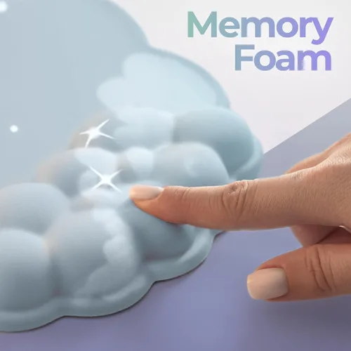 Vista 6 de Juego de Reposamuñecas para Teclado y Mouse de Calidad Premium en Forma de Nube – Accesorios de Escritorio Ergonómicos de Espuma Viscoelástica