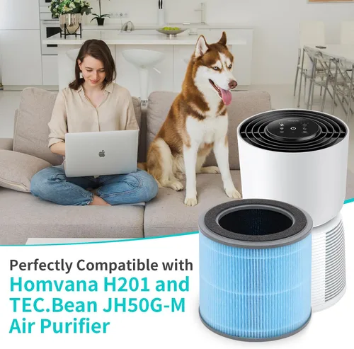 Vista 2 de Paquete de 2 filtros de repuesto H201 compatibles con el purificador Homvana H201 y también compatible con TEC.Bean JH50G-M, filtros 3 en 1