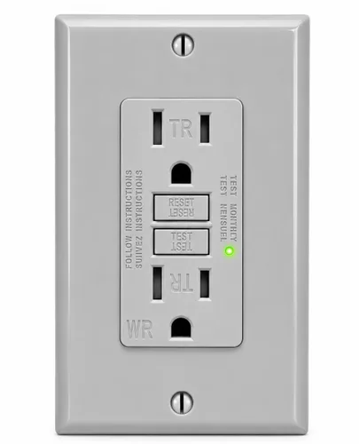 Vista 8 de GFCI Outlet 15A Receptáculo dúplex decorativo resistente a manipulaciones con indicador LED, interruptor de circuito de falla a tierra, protección