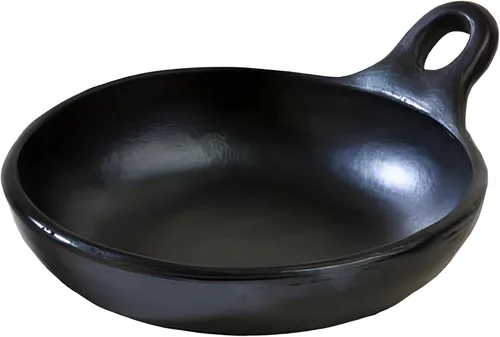 Vista 7 de Auténtica sartén Chamba, arcilla negra, 6.5 pulgadas, apta para horno, antiadherente
