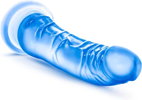 Vista 4 de Blush B Yours Sweet n Hard 6 - Consolador realista de 8.5 pulgadas de grosor con fuerte ventosa y compatibilidad de arnés, pene suave para juego Azul