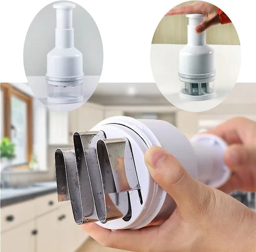 Vista 6 de Picadora manual de verduras, picadora de alimentos de mano, fácil de limpiar, cortadora manual en corte, picadora de prensa para verduras, cebollas