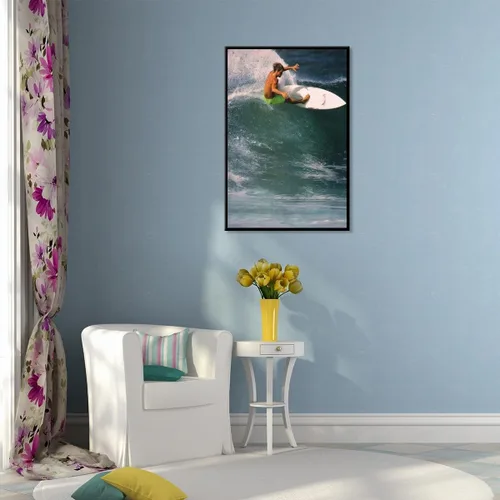 Vista 6 de Póster de surf oceánico azul de los años 90, arte de pared de verano y playa, surfista costero, hombres, deportes extremos de agua, impresiones