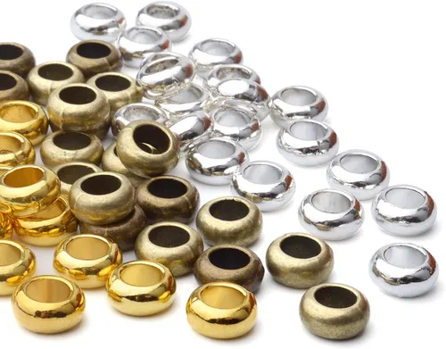 Vista 4 de Aylifu 60pcs Rondelle Large Hole Spacer Beads Tibetan European Spacer Loose Hole Metal Beads for Necklace Bracelet Jewelry Making