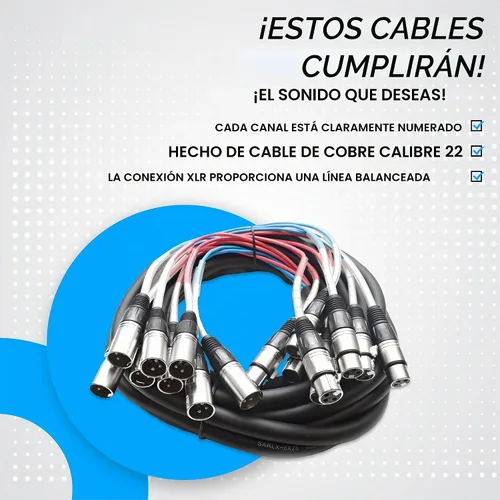 Vista 4 de Seismic Audio SARLX-8x25 Cable de serpiente XLR de 8 canales de 8 canales para grabación, estudios, conciertos