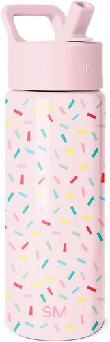 Vista 26 de Simple Modern Botella de agua para niños con tapa con pajilla, vaso aislado de acero inoxidable de 14 onzas para niños y a prueba de derrames