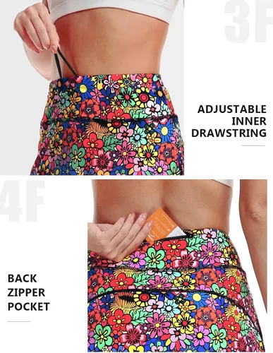 Vista 4 de KORALHY Faldas pantalón hasta la rodilla de 20 pulgadas para mujer, falda atlética de tenis de cintura alta con bolsillo con cremallera