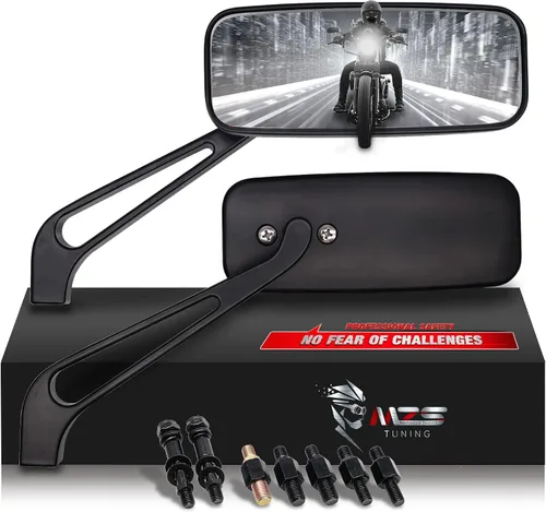 Vista 2 de MZS Espejos retrovisores para motocicleta + clavijas de pie de pasajero de motocicleta compatibles con Cruiser Chopper Touring Street Naked Road